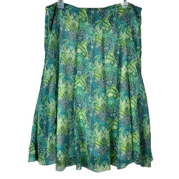 Women’s Green Paisley Print Chiffon Fairycore Gore Skirt Plus Size 14W - Picture 2 of 9